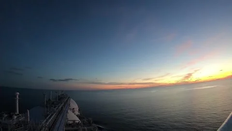 Sunset Timelapse on a Moving Ship Stock Footage 312456137