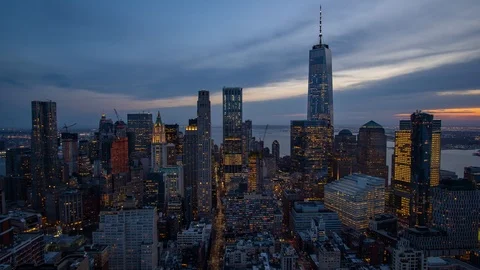 Sunset Timelapse of New York Downtown Skyline Video stock 106716770