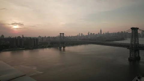 Sunset Timelapse New York Williamsburg Bridge 02 Stock Footage 239691331