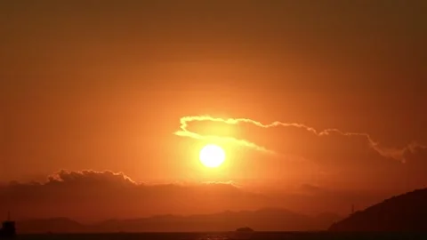 Sunset timelapse at ocean with cloud in Hong Kong Stock Footage 316988814