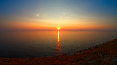 SUNSET TIMELAPSE IN THE OCEAN Stock Footage 94258924