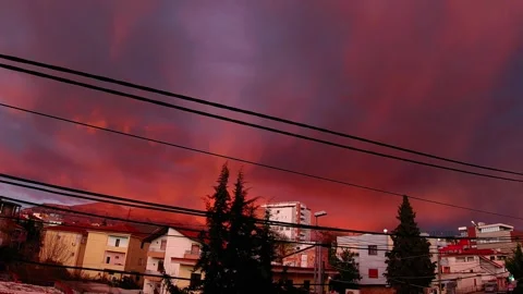 Sunset timelapse on orange clouds Stock Footage 256325369