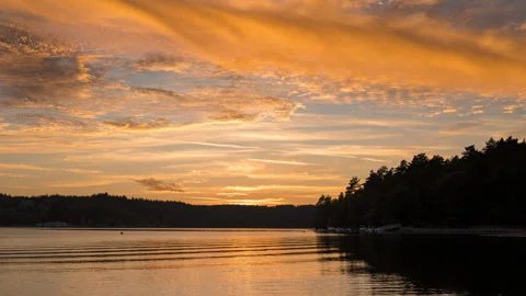 Sunset Timelapse with orange light, orange sky, from Correze, Neuvic Video stock 273619337