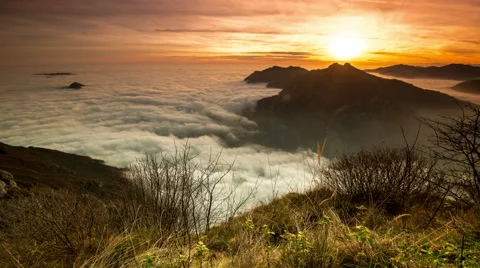 Sunset timelapse over the clouds Stock Footage
