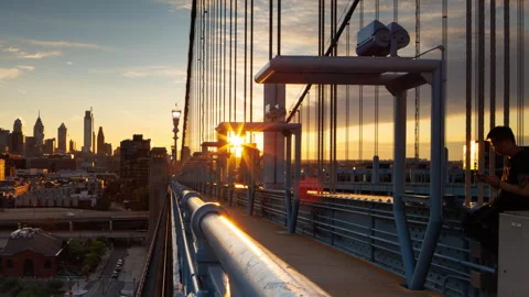Sunset Timelapse over Delaware River in Philly Video stock 309027587