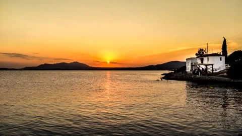 Sunset timelapse over horizon with foreground sea view Stock Footage 138170737