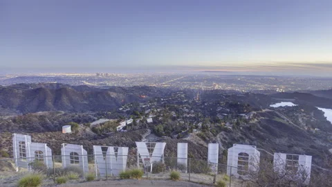 Sunset Timelapse over Iconic Hollywood Sign Vidéo 197089169