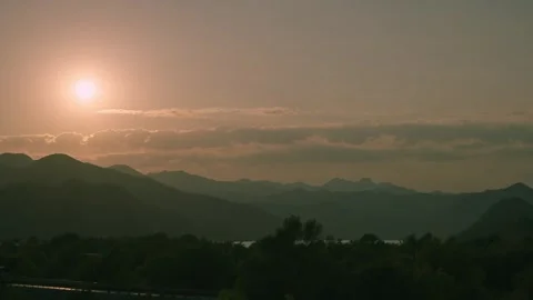 Sunset Timelapse over Lake Skadar Mountains, Vranjina Montenegro Stock Footage 342122404