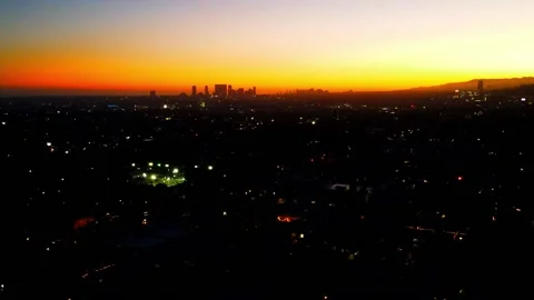 Sunset Timelapse over Los Angeles from the Drone Stock Footage 160763751