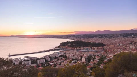 Sunset timelapse over Nice, french riviera 動画素材 328410710