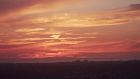 Sunset timelapse over ocean, red orange sky Stock Footage 84186970