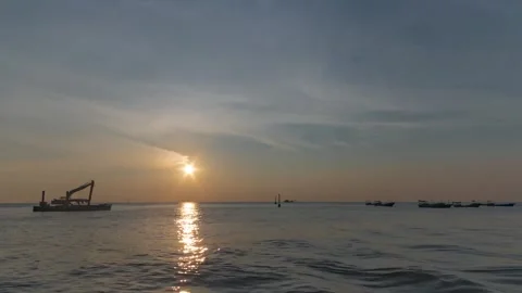 Sunset Timelapse Over Ocean Waves Stock Footage 307896355