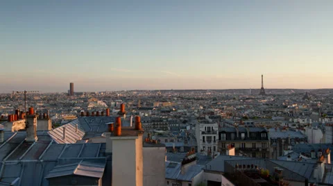 Sunset timelapse over paris skyline, france 4k Video stock 32068439