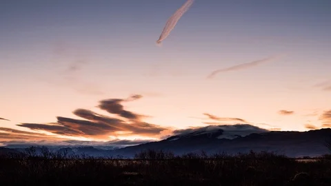 Sunset timelapse over a resting volcano in iceland Stock Footage