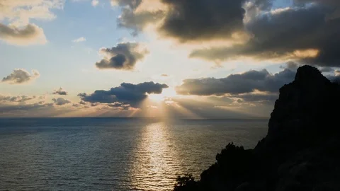 Sunset timelapse over the sea Stock Footage 124642373