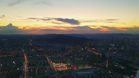 Sunset timelapse over a small city in China 動画素材 255099498