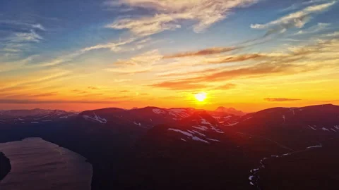 Sunset Timelapse Over Snowy Mountains in Oppdal, Norway Stock Footage 319985397