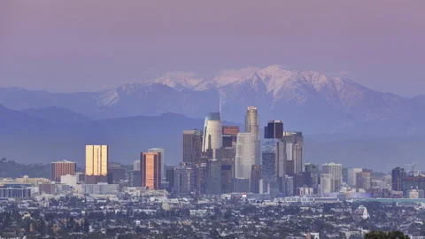 Sunset Timelapse over Stunning Los Angeles Skyline Vidéo 197089969
