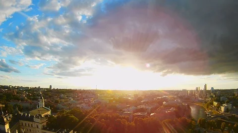 Sunset timelapse over Vilnius, Lithuania Stock Footage 114760387