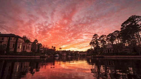 Sunset Timelapse Over Water in Hilton Head Stock-Footage 122474772