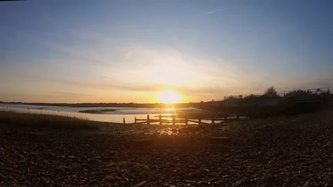 Sunset timelapse  Pagham harbour north wall Stock Footage 204781029