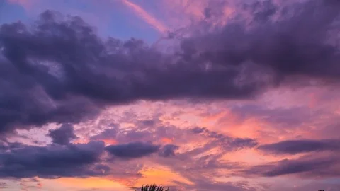 Sunset Timelapse Pink Clouds Stock Footage