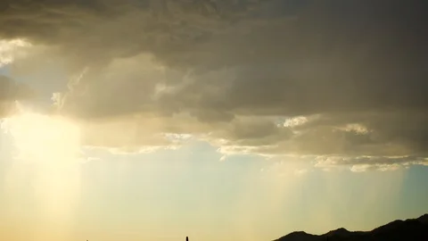 Sunset Timelapse - Rain Silhouette Stock Footage