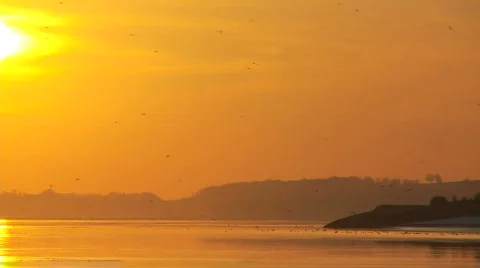 Sunset timelapse river estuary HD Stock Footage 309394