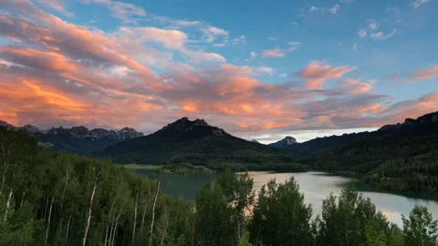 Sunset timelapse at Silver Jack Reservoir in Colorado Vidéo 148441662