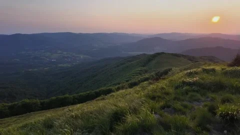 Sunset Timelapse from Smerek Peak in the Bieszczady Mountains, Poland Stock Footage 311487007