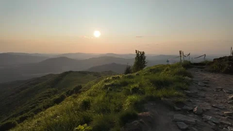 Sunset Timelapse from Smerek Peak in the Bieszczady Mountains, Poland Stock Footage 311487045