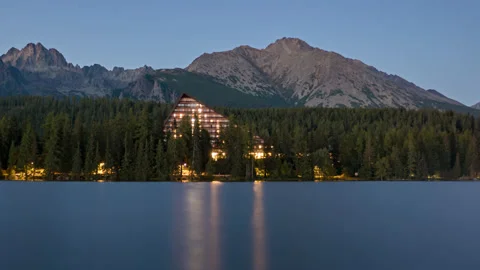 Sunset timelapse on Strbske Pleso, Slovakia Stock Footage 170728273