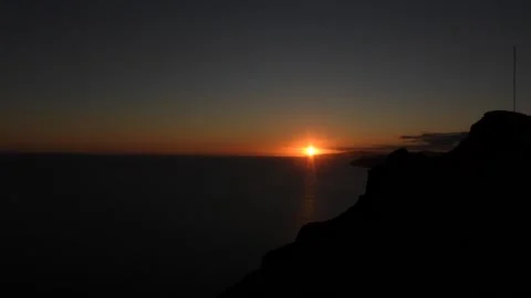 Sunset timelapse of the sun hiding behind the mountain on the island of Fue.. Stock Footage 232624892