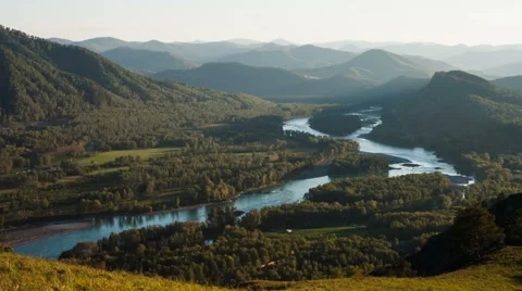 Sunset Timelapse, Sunset  in mountain valley Stock Footage 45618939