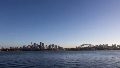 Sunset timelapse of Sydney CBD and Sydney Harbour Bridge in 4k Stock Footage 69221527