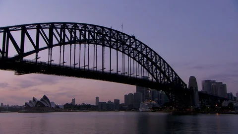 Sunset timelapse of Sydney Harbour Bridge Stock Footage 76002467