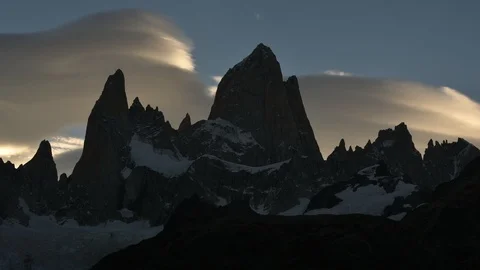 Sunset timelapse Time-lapse of the mountain fitz roy patagoinia el chalten Stock Footage 119498910
