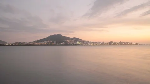 Sunset timelapse with view to ocean and mountains Stock Footage 90692649