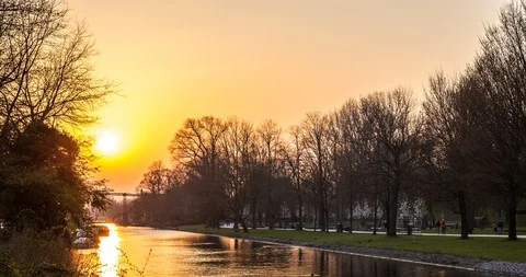 Sunset timelapse of Westerpark in Amsterdam, The Netherlands Stock Footage 127525488