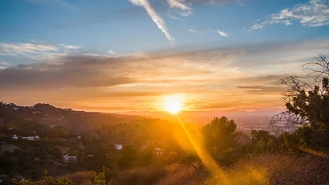 Sunset Timelapse Wilacre Park/Fryman in Studio City over San Fernando Valley Stock Footage