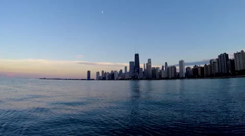 Sunset Timeline of Chicago Skyline Over Lake Michigan No.1 Video stock 48627822