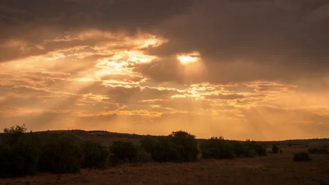 Sunset Timelpase With Light Rays Through Clouds Stock Footage 153274335