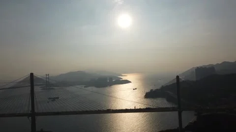 Sunset in Ting Kau Bridge Stock Footage 169125794