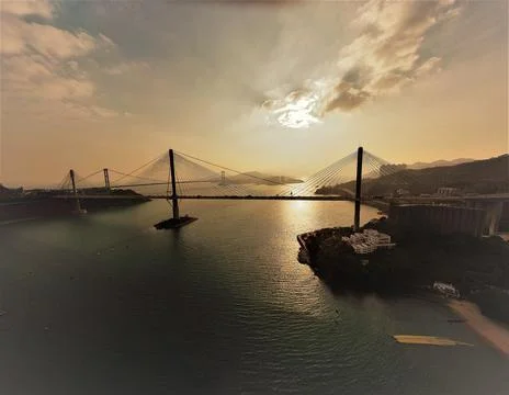 Sunset in Ting Kau Bridge Stock Photos