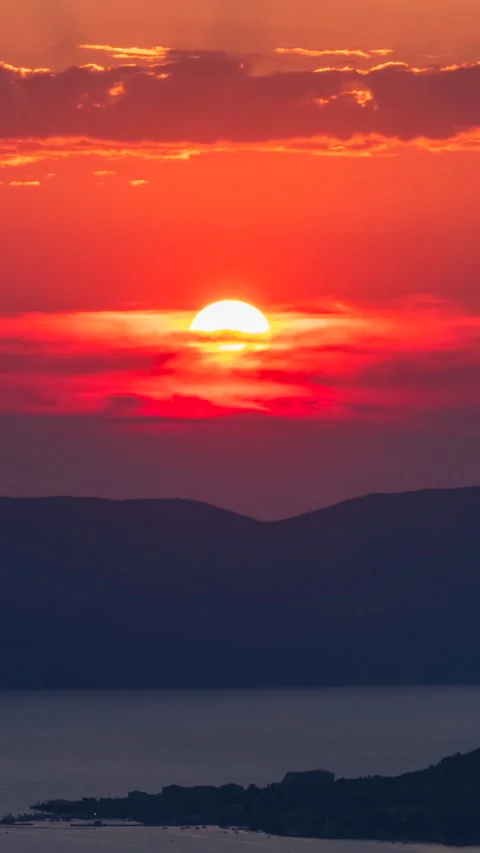 Sunset in the Tivat city Stock Footage 293157522