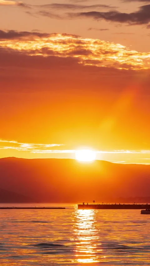 Sunset in the Tivat city Stock Footage 293157633