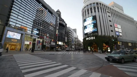 Sunset Tokyo crossing Video stock 83801406