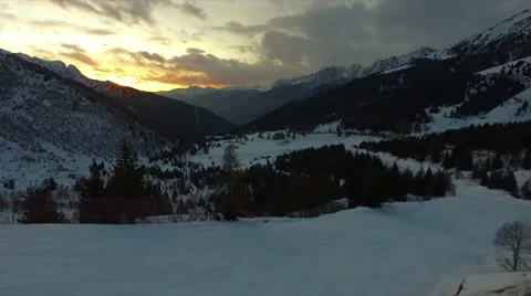 Sunset in the Tonale Pass ski resort. Stock Footage 61083133