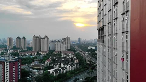 Sunset from the top of a building Stock Footage 156331074