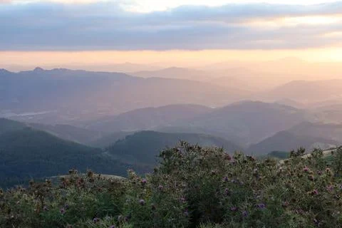 Sunset on the top of Monte Oiz - Basque Country, Spain Stock-Fotos